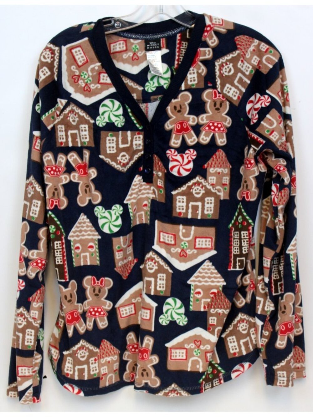 Disney Christmas Sleep Shirt sz XL 16-18 Women Micky Minnie Gingerbread House